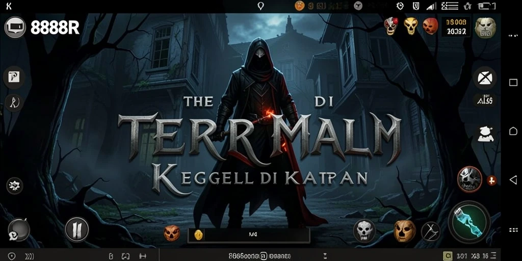 Screenshot gameplay menakutkan 888R saat karakter berlari dari sosok misterius.