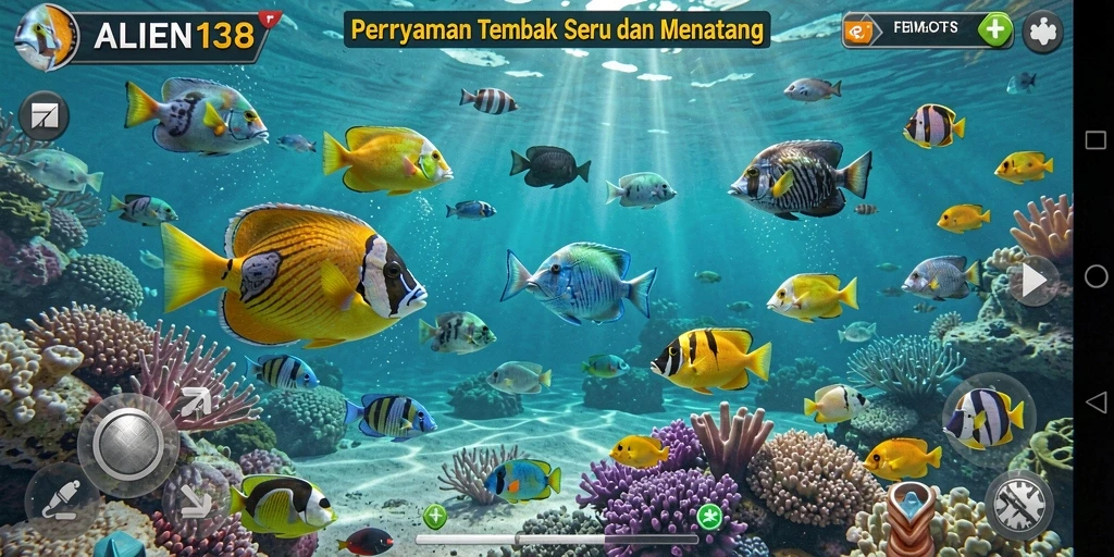 Screenshot utama ALIEN138 menunjukkan momen seru saat menembak ikan.