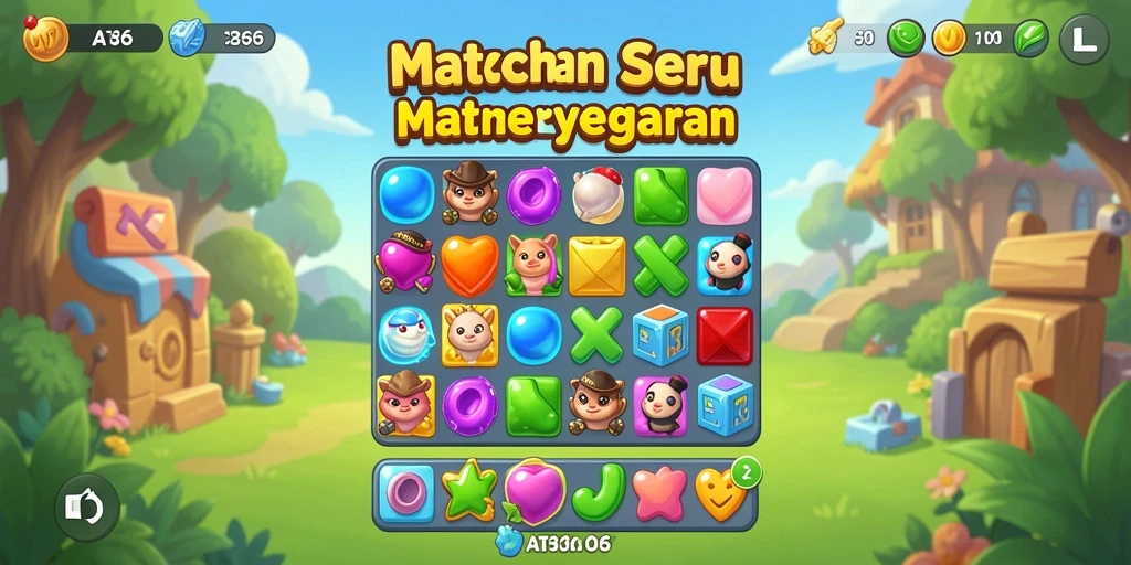 Screenshot AT866 menunjukkan gameplay Match-3 yang mengasyikkan dan penuh warna.
