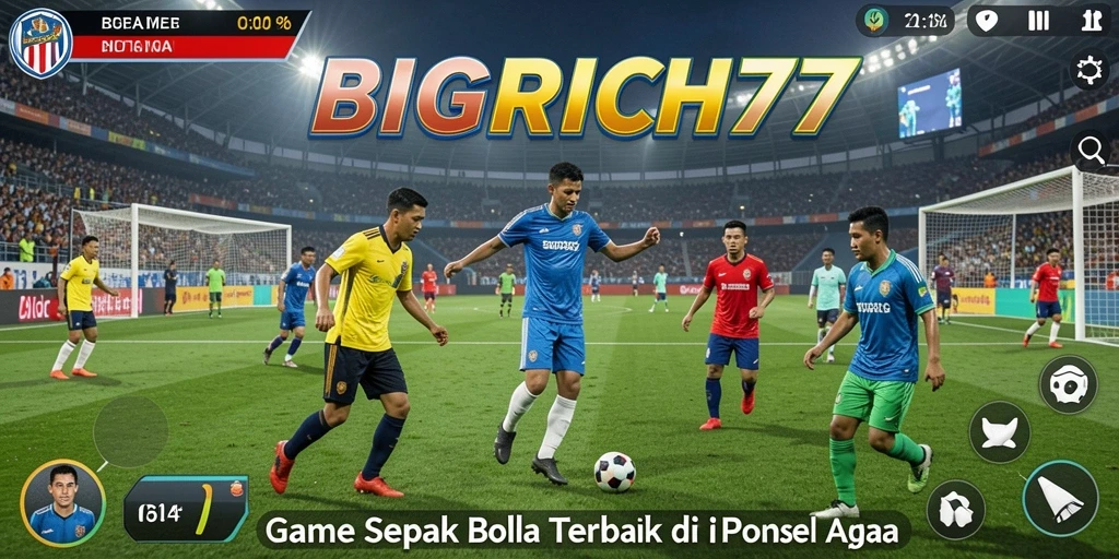 Tampilan gameplay seru di BIGRICH77 saat pertandingan sepak bola.