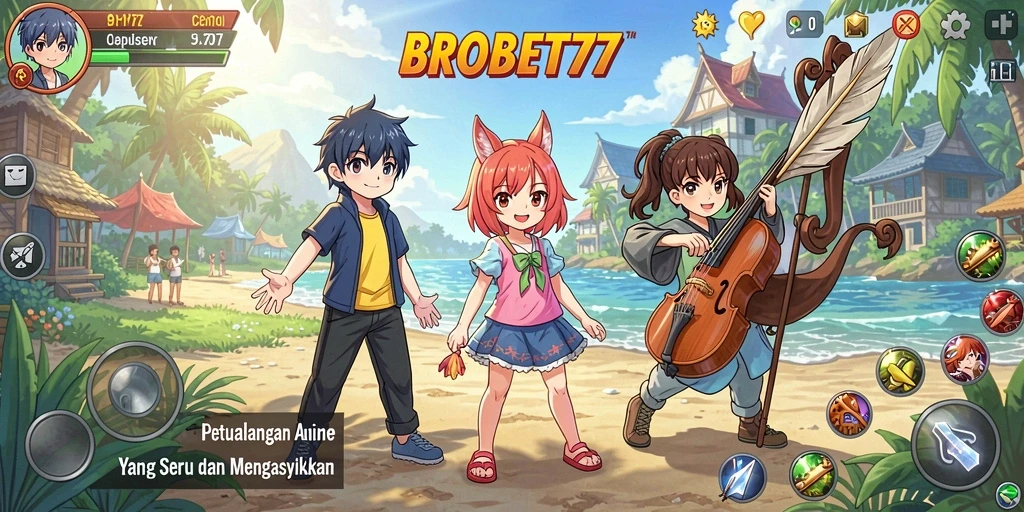Tampilan aksi seru dalam game Anime BROBET77 dengan karakter yang menawan.
