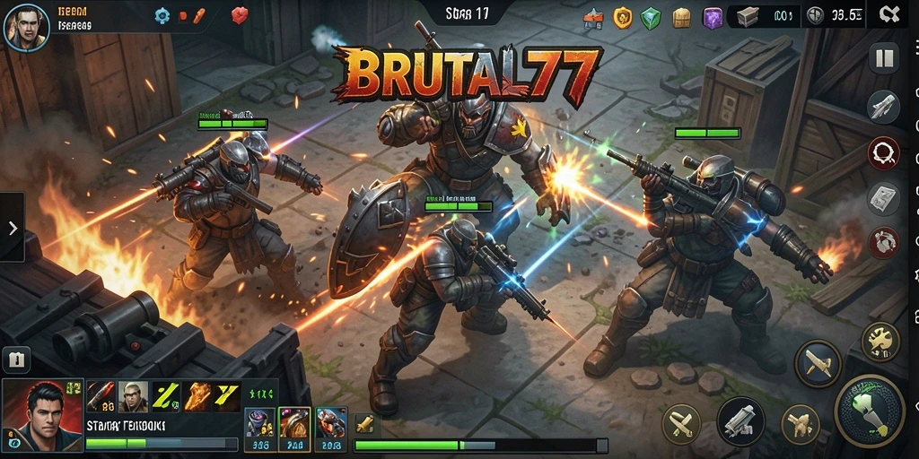 Tampilan gameplay BRUTAL77 yang mendebarkan dengan strategi yang kompleks.