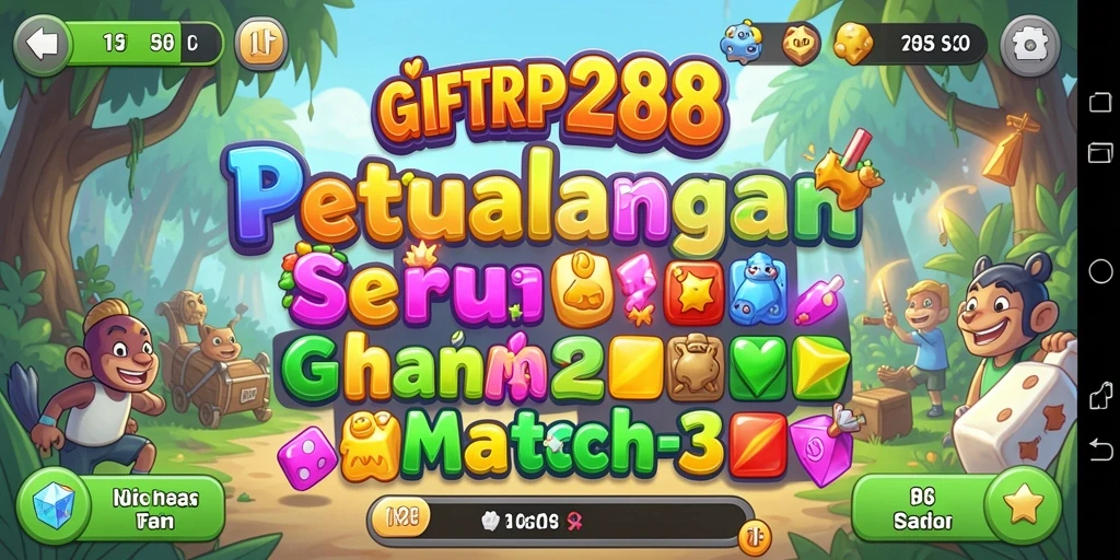 Tampilan gameplay seru dalam GIFTRP288 dengan berbagai tantangan Match-3.