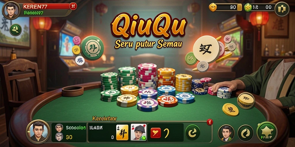Screenshot gameplay QiuQiu menampilkan momen seru dalam KEREN77.