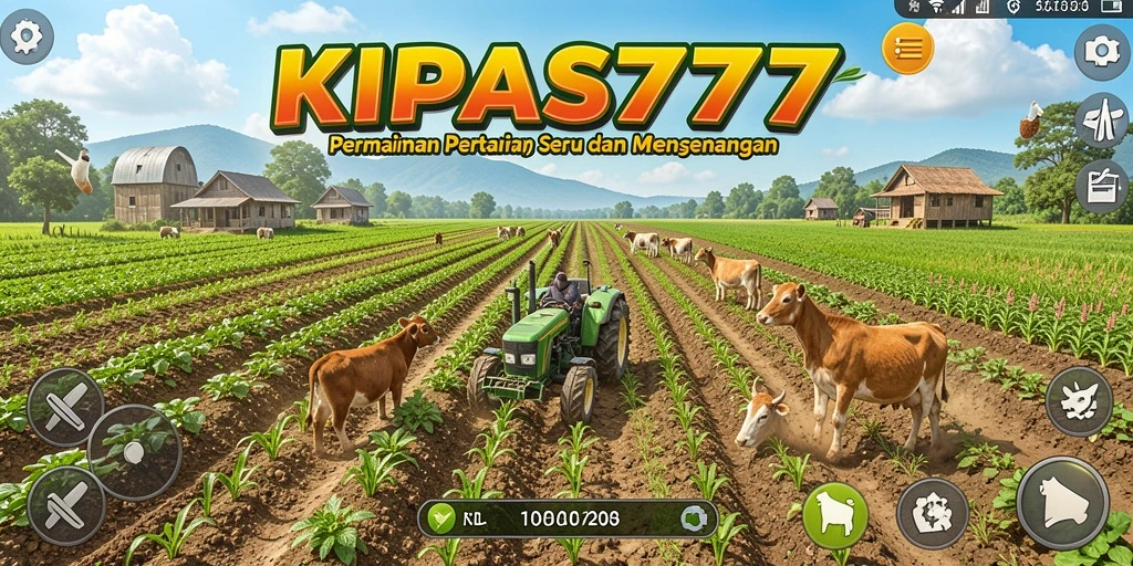 Screenshot KIPAS777 menampilkan kebun yang subur dan aktivitas bertani yang seru.