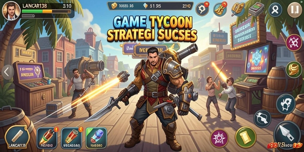 Tampilan gameplay LANCAR138 dengan strategi manajemen bisnis yang seru.