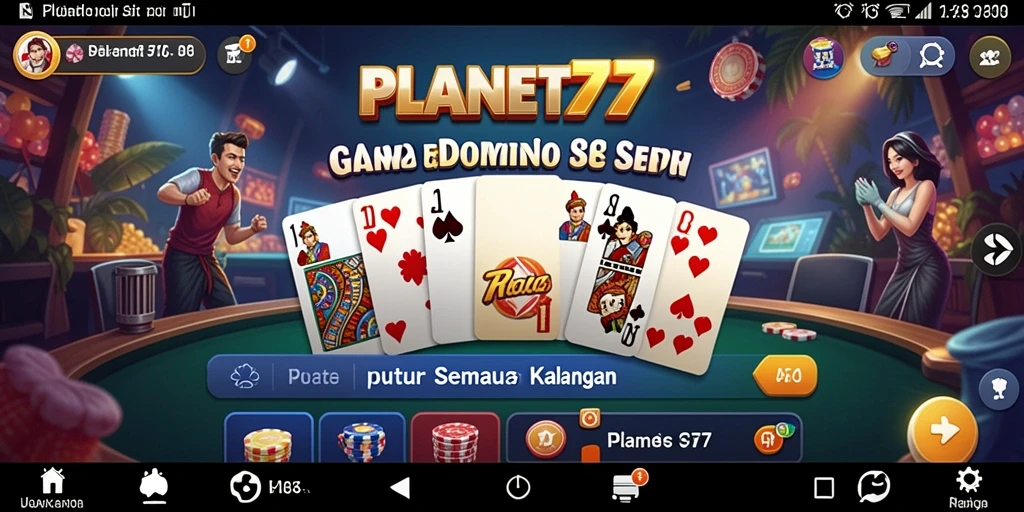 Tampilan gameplay seru dari PLANET77 dengan pergerakan domino yang menarik.