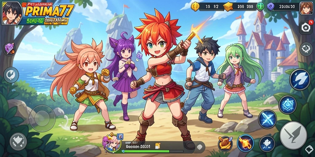 Screenshot PRIMA77 yang menampilkan aksi seru dalam game anime.