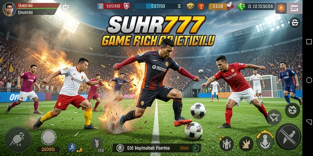Tampilan gameplay seru di SUHU777 dengan pertandingan sepak bola yang intens.