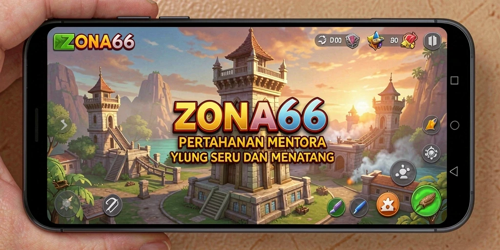 Tangkapan layar ZONA66 menunjukkan gameplay menarik Tower Defense.